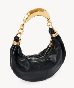 Small Bracelet hobo Bag in grained leather