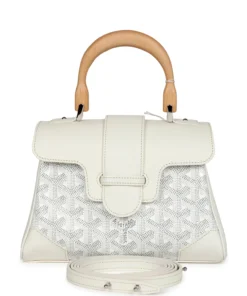 Goyard Saigon Souple Mini Bag White Goyardine Canvas Palladium Hardware