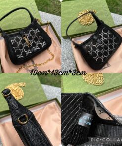 GUCCI CRYSTAL GG LIZARD JACKIE MIMI BAG