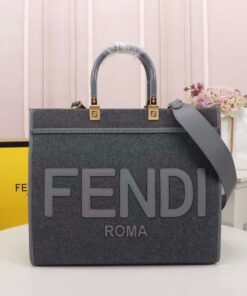 Fendi Sunshine Leather Shopper Tote Bag