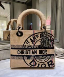 Dior Montaigne Chain Bag With Blue Oblique Jacquard Skin