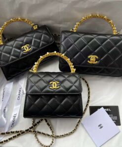 Chanel Classic Double Flap Shoulder Bag Black Silver Hardware