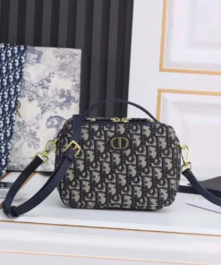 Christian Dior 30 Montainge Box Bag Blue Oblique