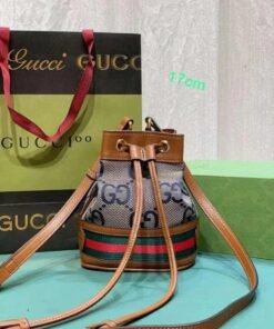 Gucci High Quality Leather Bucket Cross-Body Drawstring Hand Bag