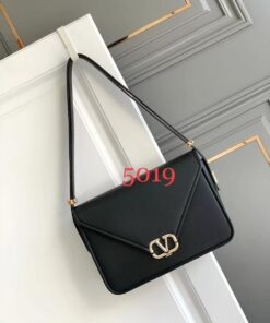 New Arrival  VALENTINO GARAVANI LOCÒ SMALL SHOULDER BAG IN LAMINATED CALFSKIN WITH JEWEL LOGO
