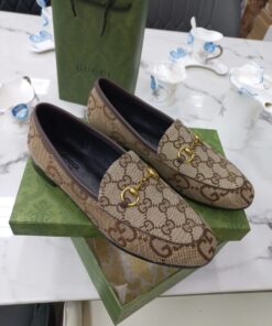 Camel GG Canvas Loafer Shoes