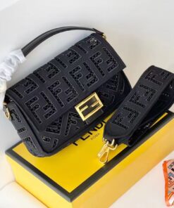 Fendi Baguette Leather Bag with FF Embroidery