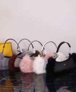 Fendi Anagram O Lock Swing Fur & Leather Pouch