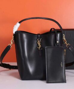 YSL Envelope Leather Handbag in Black Hardware