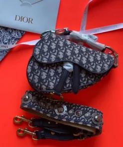 Christian Dior Beige Embroidered Sadle Woven Bag