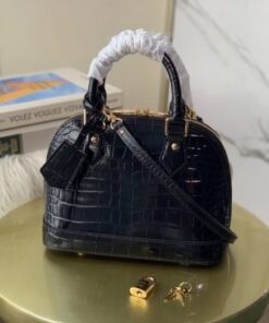 Louis Vuitton Alma BB Crocodilien Handbag Black