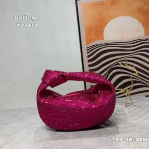 bottega veneta jodie bag in a hot pink crystal embalished finish