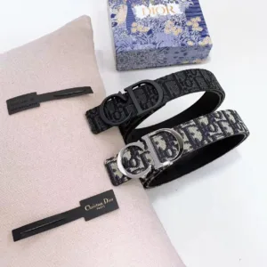 Straight-on product shot of the statement belt, highlighting the contrast between the classic pattern and the polished metal buckle.