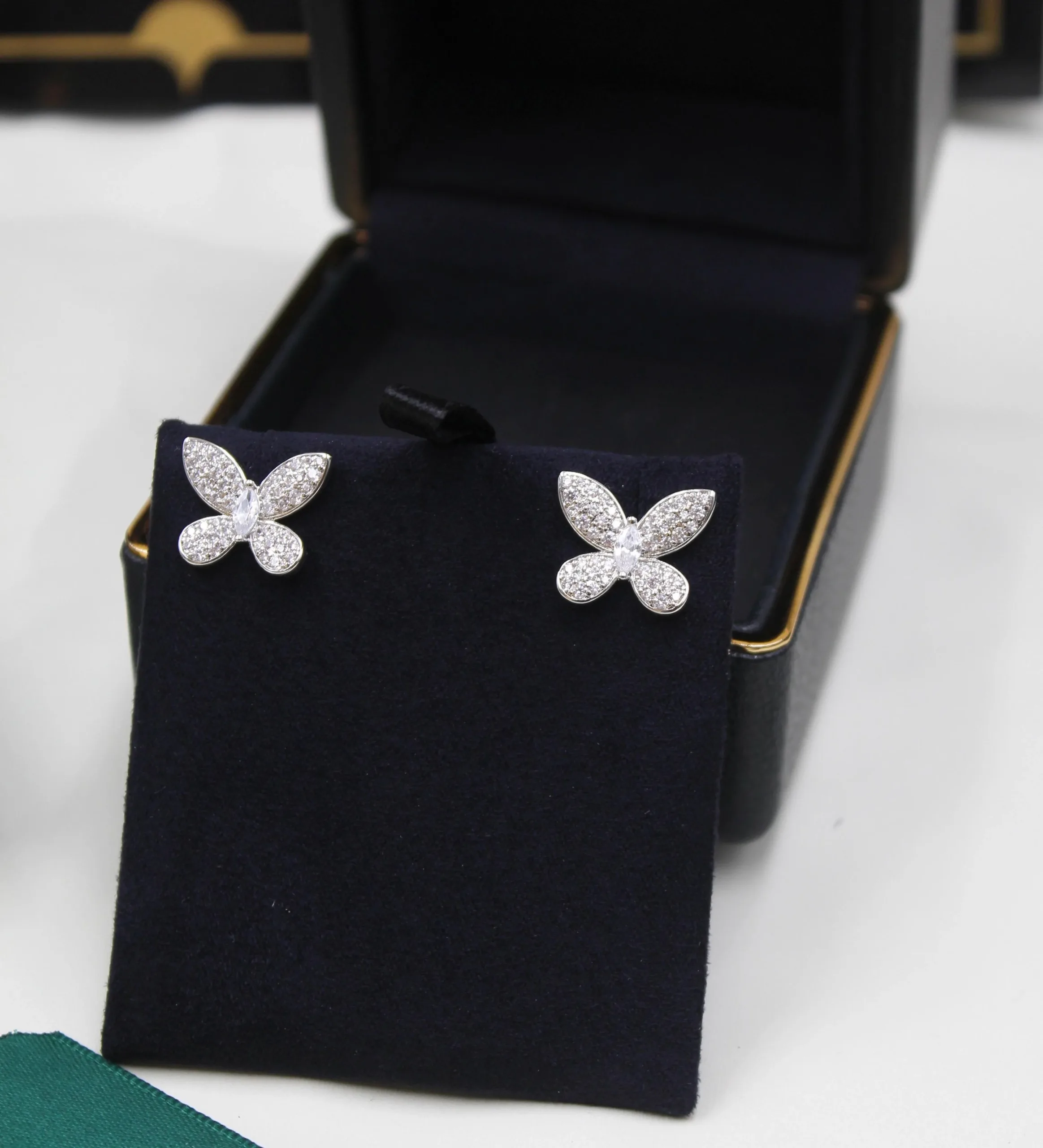 Diamond-Style Butterfly Pendant with Matching Studs”