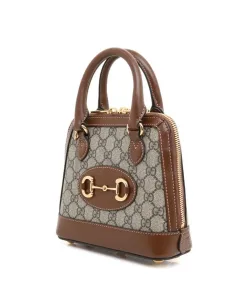 Luxury-inspired brown mini handbag with crossbody strap