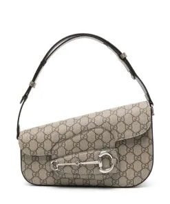 Alternative view of Luxury Gucci Small Horsebit Shoulder Bag in Canvas and Leather