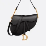 Dior Saddle Bag with leather strap and gold metal details