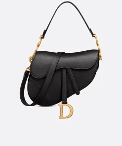 Dior Saddle Bag with leather strap and gold metal details