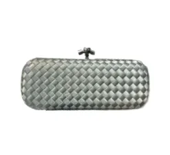 Bottega Veneta Knot Minaudière clutch bag in Metallic silver grey