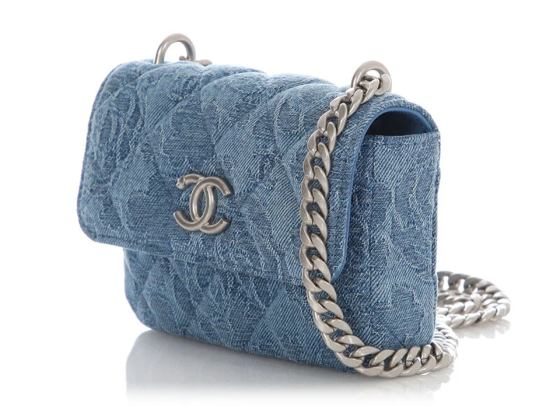 Chanel Mini CC Logo Bag Denim Silver Hardware