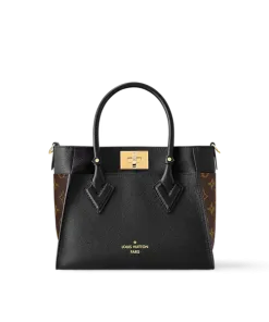 Small luxury tote bag featuring soft leather with patterned side panels