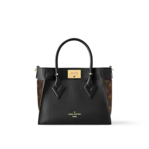 Small luxury tote bag featuring soft leather with patterned side panels