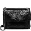Black quilted leather Saint Laurent shoulder bag with chain strap and front flap design