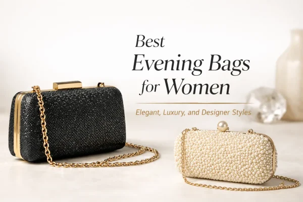Best evening bags for women, luxury designer clutch on neutral background