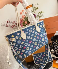 Alternative view of Luxe Denim Monogram Tote Bag, Stylish Women’s Shoulder & Crossbody Handbag