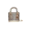 Close-up of Dior Medium Lady Dior bag showcasing silver snakeskin multicolour leather design