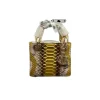 Close-up of Dior Medium Lady Dior bag showcasing golden snakeskin multicolour leather design