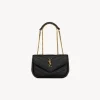 Black LOULOU micro bag made of soft lambskin leather with bronze chain strap and chevron quilting