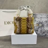 Close-up of Dior Medium Lady Dior bag showcasing golden snakeskin multicolour leather design