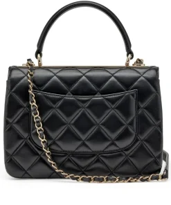 Chanel black lambskin Trendy CC dual handle flap bag back view