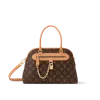 Louis Vuitton Ever More PM tote bag in brown Monogram canvas with cowhide leather trims and decorative gold chain