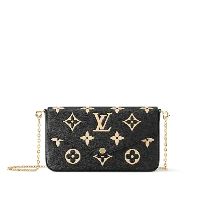 Louis Vuitton Pochette Félicie styled with silver chain strap and open interior pockets