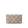 Front view of Louis Vuitton Pochette Félicie in light grey Monogram Empreinte leather