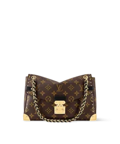 Classic brown Monogram canvas Louis Vuitton Trunkie bag with gold S-lock clasp