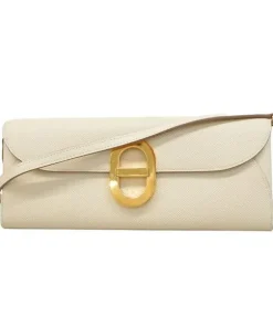 Close-up of the small, regular grain of Epsom calfskin leather with a subtle dual-tone finish and slight sheen.