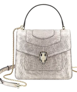 Bvlgari Serpenti Forever handbag showing elegant design and gold snakehead clasp
