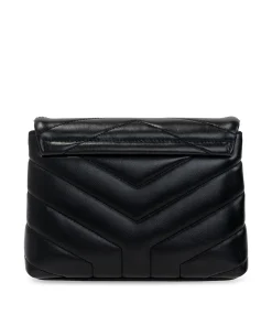 Back view of Saint Laurent Loulou Toy crossbody with silver hardware