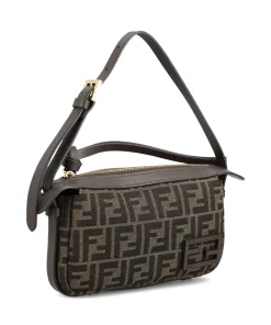 Alternative view of Fendi Simply Fendi Mini FF Jacquard Shoulder Bag – Brown