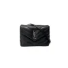 Black quilted leather Saint Laurent Loulou Toy bag with silver YSL logo