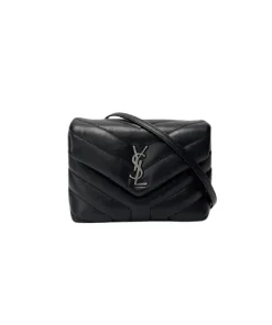 Black quilted leather Saint Laurent Loulou Toy bag with silver YSL logo