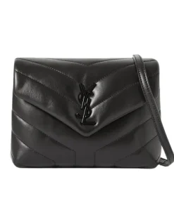 Black quilted leather Saint Laurent Loulou Toy bag with black logo hardware