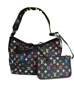 Louis Vuitton CarryAll MM handbag in classic Monogram canvas with natural leather trim, front view