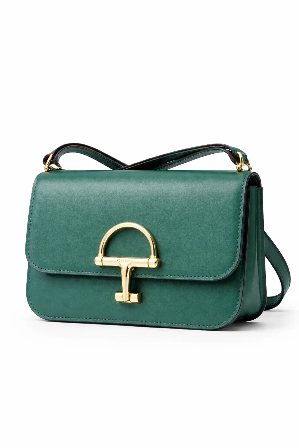 Front view of Green Gucci Siena small shoulder bag with gold hardware