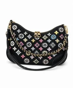 Blue monogram denim Louis Vuitton Loop shoulder bag with chain strap and box packaging