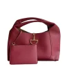 Gucci mahroon Softbit Maxi Shoulder Bag showing relaxed silhouette and magnetic half Horsebit closure