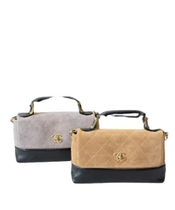 Chanel Coco Base Top Handle Flap Bag with suede and lambskin leather design